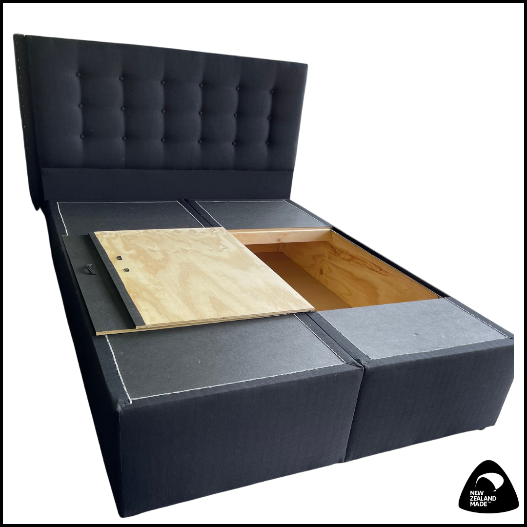 Storage Bed Base (Hinges) - Queen Split  NZ MADE