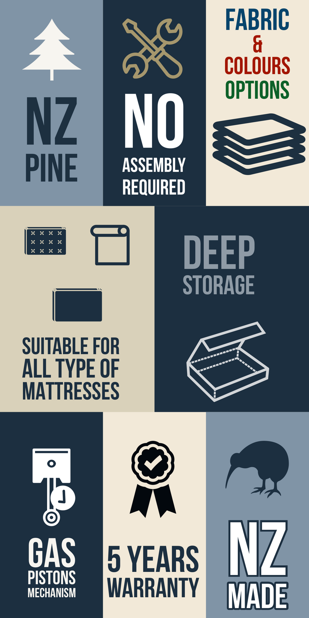 Storage Bed Base - Premium Quality NZ Made (Queen) freeshipping - Budget Beds