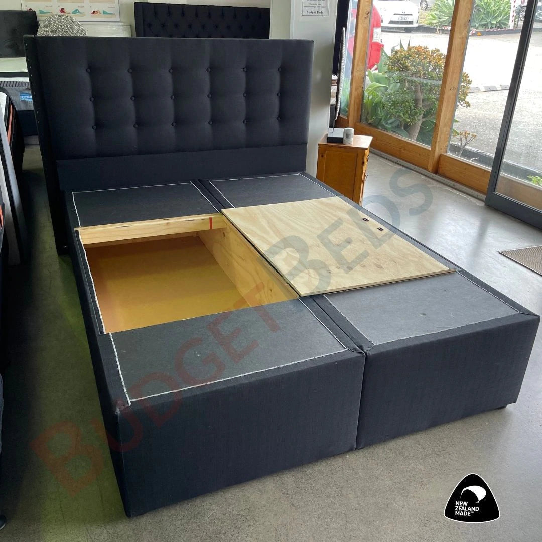 Storage Bed Base (Hinges) - Queen Split  NZ MADE